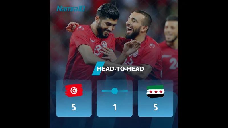 Cầu thủ Tunisia với sự quyết tâm tiến lên phá vỡ phòng ngự của đội Syria